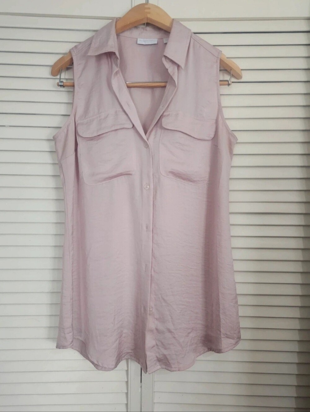 New York & Company Sleeveless Button-Front Tunic - Light Blush